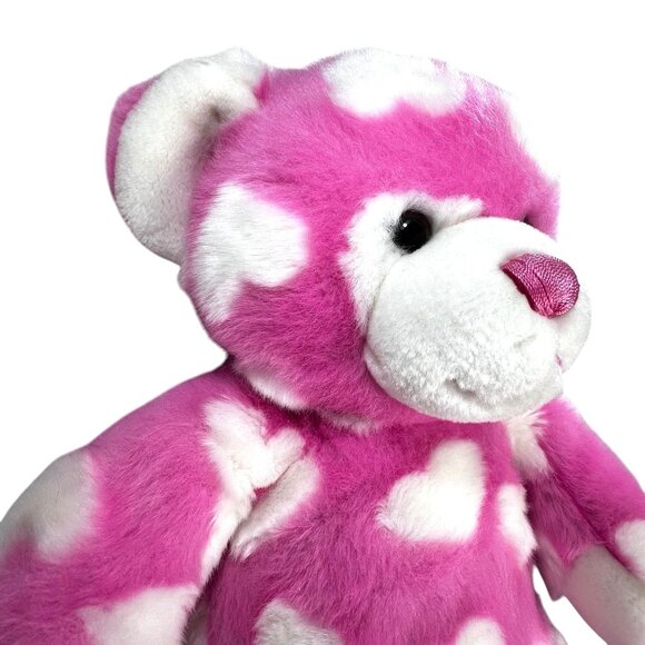 Build A Bear Hug Me Pink White Hearts Teddy Magnetic Paws BAB Plush Stuffed Toy - Picture 5 of 9